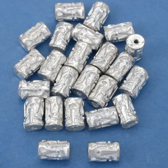 15g Bali Tube Beads Silver Plt Cylinder 7mm Approx 20 {1}
