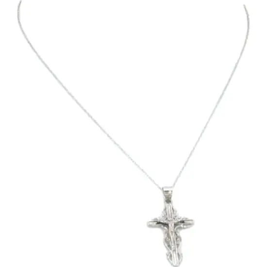 14K White Gold Crucifix Charm 18" Chain Jewelry {1}