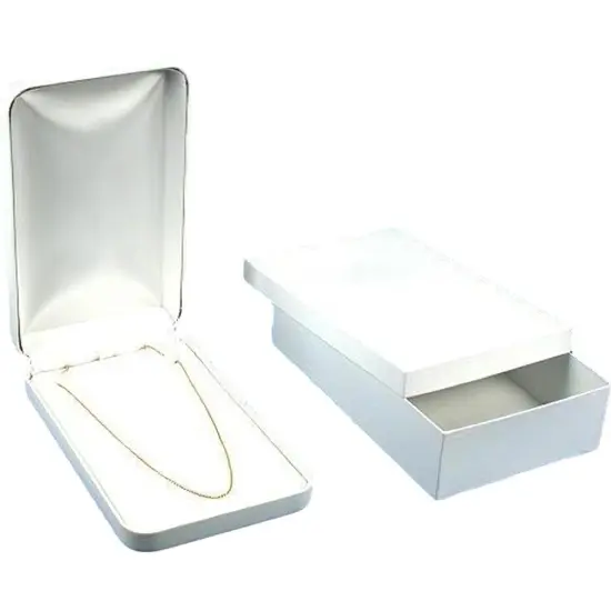 12 Bead Necklace Boxes White Leather Display Gift Box {2}