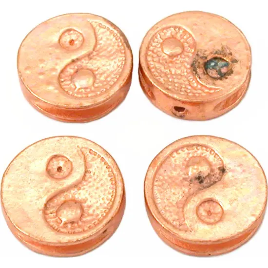 Yin Yang Beads Copper Plated Round Disc 16mm Approx 3 {1}