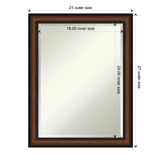 Beveled Bathroom Wall Mirror, Yale Walnut Frame {1}