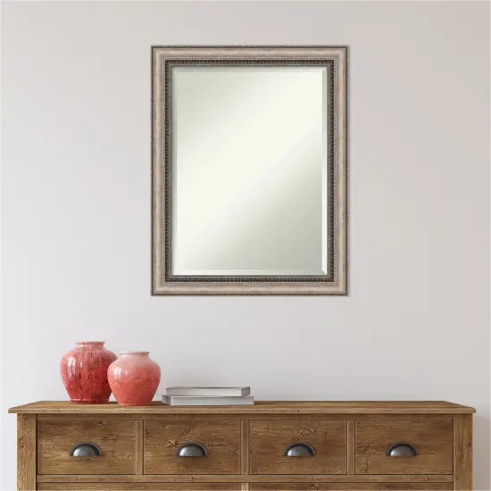 Beveled Bathroom Wall Mirror, Lyla Ornate Silver Frame {5}