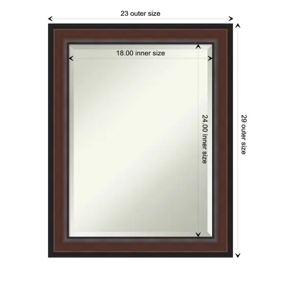 Beveled Bathroom Wall Mirror, Harvard Walnut Frame {1}