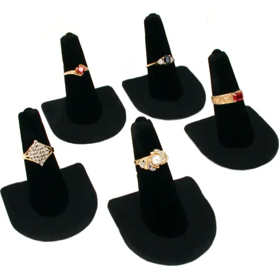 5 Black Velvet Ring Finger Jewelry Holder Showcase Display Stands {1}