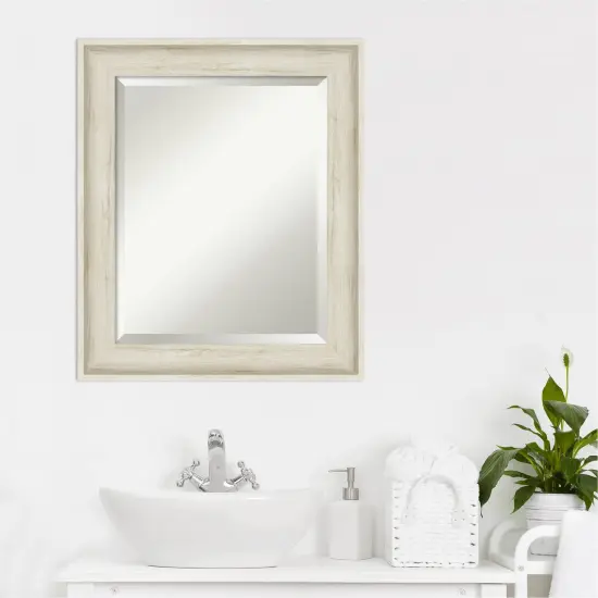 Beveled Bathroom Wall Mirror, Regal Birch Cream Frame {5}