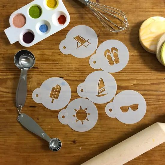 Summer Season Cookie & Cupcake Top Stencil Set | C1035 by Designer Stencils | Cookie Stencils for Royal Icing, Airbrush, Dusting Powder | {4}