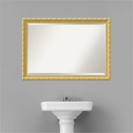Beveled Wood Bathroom Wall Mirror, Versailles Gold Frame {6}
