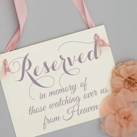 Ritzy Rose Memorial Chair Sign - Fig on 11x8in Ivory Linen Cardstock with Rose Gold Ribbon {6}