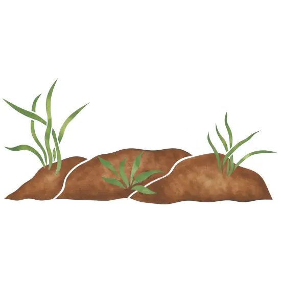 Grassy Mound Wall Stencil | 1912 by Designer Stencils | Outdoor Stencils | Reusable Art Craft Stencils for Painting on Walls, Canvas, Wood | Reusable Plastic Paint Stencil for Home Makeover | Easy to Use & Clean Art Stencil {1}