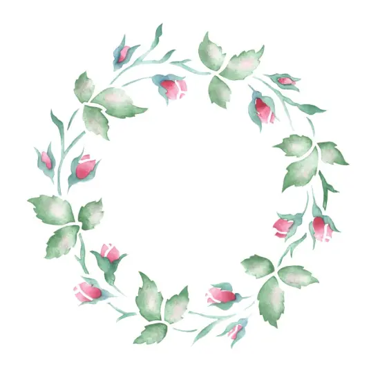 Rosebud Wreath Wall Stencil | 1707 by Designer Stencils | Floral Stencils | Reusable for Painting on Walls, Canvas, Wood Easy to Use & Clean {1}