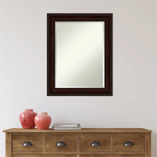 Beveled Bathroom Wall Mirror, Coffee Bean Brown Frame {5}