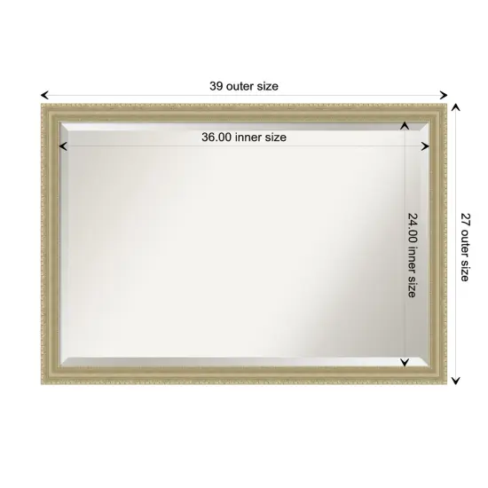 Beveled Wood Bathroom Wall Mirror, Champagne Teardrop Frame {1}