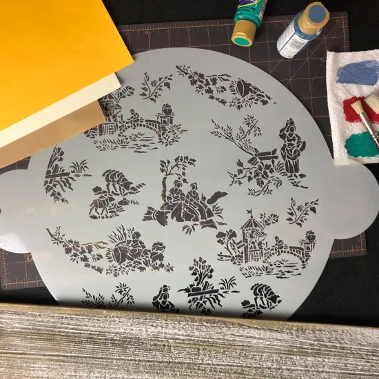 Large French Toile Cake Stencil | C159 by Designer Stencils | Cake Decorating Tools | Baking Stencils for Royal Icing, Airbrush, Dusting Powder | Reusable Plastic Food Grade Stencil for Cakes | Easy to Use & Clean Cake Stencil {3}