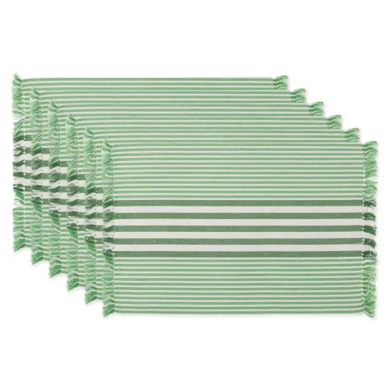 DII Blue Tonal Stripe With Fringe Placemat (Set of 6) {1}
