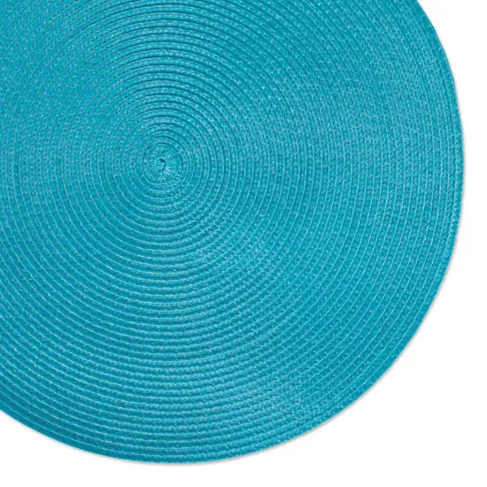 PLACEMAT ROUND PP WOVEN AQUA Set of 6 {2}