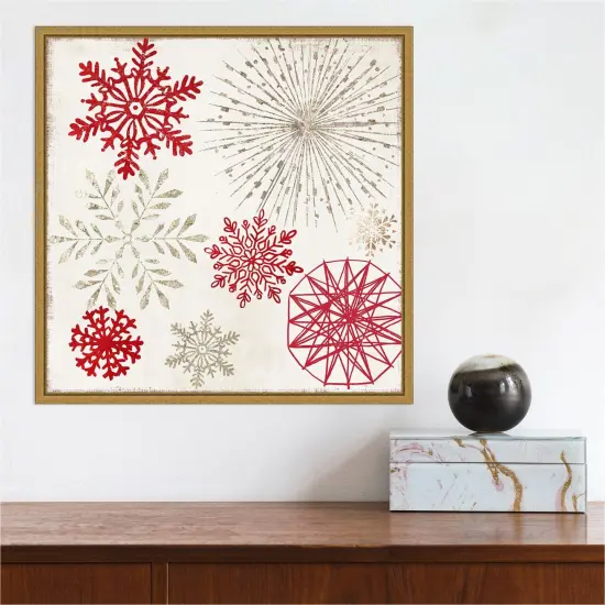 Christmas Snowflakes II by PI Studio Canvas Wall Art Print Framed Gold {4}