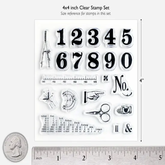 Vintage Numbers Small Clear Stamp Set 4x4 inch by Wintertime Crafts {3}