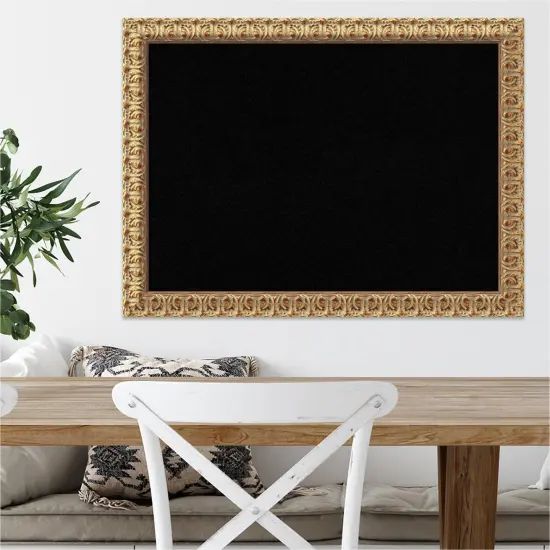 Cork Board, Florentine Gold Wood Frame - Bulletin Board, Organization Board, Pin Board Black Cork {4}