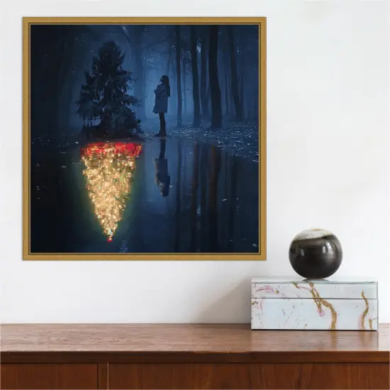 The Hope of Christmas (Tree) by Terry F Canvas Wall Art Print Framed Gold {4}