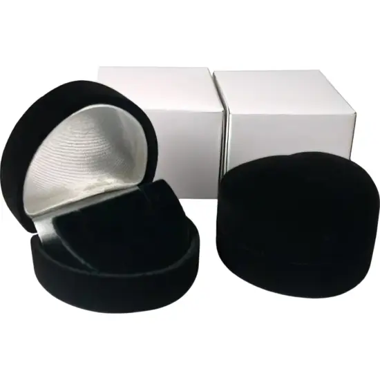 2 Heart Earring Gift Boxes Black Showcase Display {1}