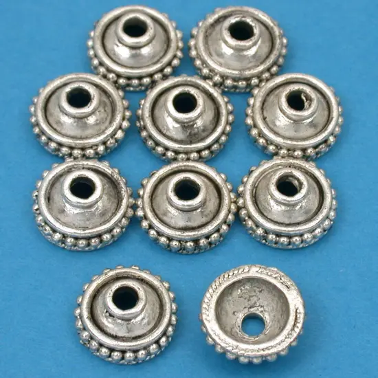 Dot Bali Bead Caps Antique Silver Plated 13mm Approx 10 {1}