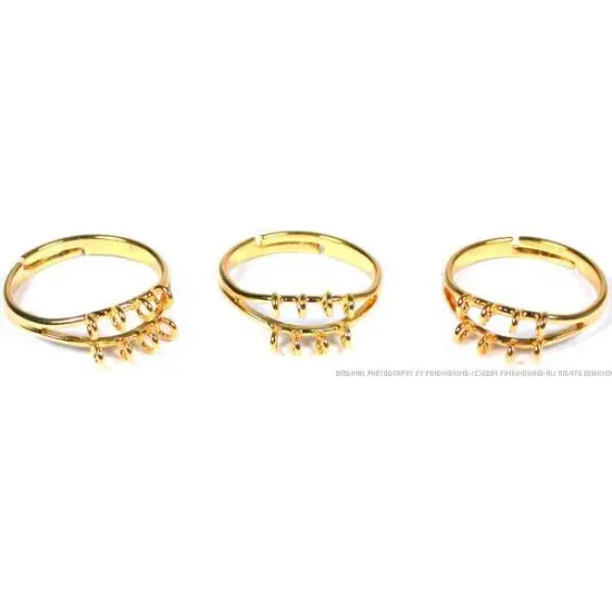 3 Gold Plated Finger Ring Jewelry Findings Charm Part {1}