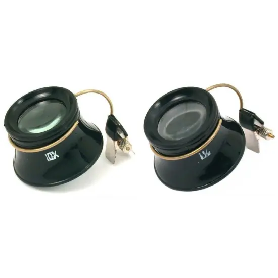 Plastic Clip On Eye Glasses Loupes Jewelers Magnifiers 5X & 10X Power Kit 2 Pcs {1}