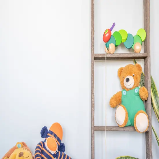 Rustic Farmhouse 4ft Reclaimed Wood Decorative Bookcase Picket Ladder Blue {9}