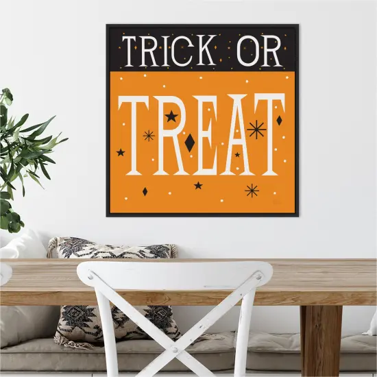 Festive Fright Trick or Treat III by Michael Mullan 22-in. W x 22-in. H. Canvas Wall Art Print Framed in Black {5}