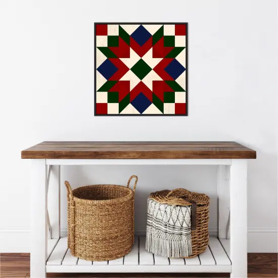 Christmas Barn Quilt IV by Victoria Barnes Canvas Wall Art Print Framed Sylvie Black {5}
