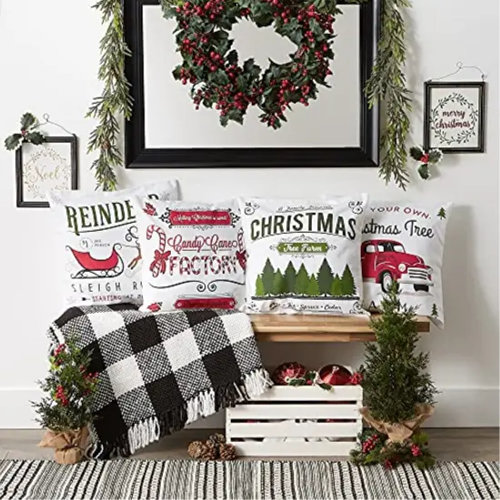 DII Asst Christmas Prints Pillow Cover 18x18 inches (Set of 4) {5}