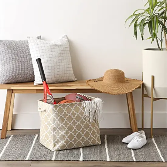 DII Polyester Bin Lattice Vintage Linen Rectangle Large {4}