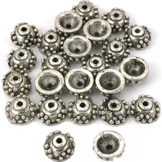 Bali Bead End Caps Antique Silver Plated 7mm Approx 24 {1}