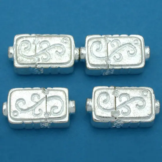 Fluted Rectangle Beads Silver Plated Bead 18mm Approx 4 {1}