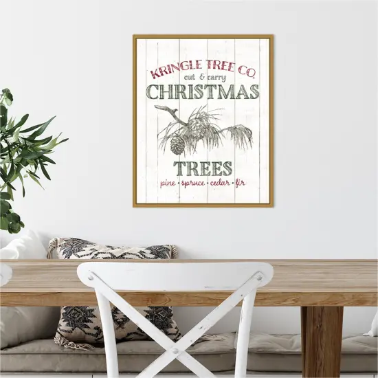 Christmas Tree Farm Sign by Wild Apple Portfolio Canvas Wall Art Print Framed Gold {4}