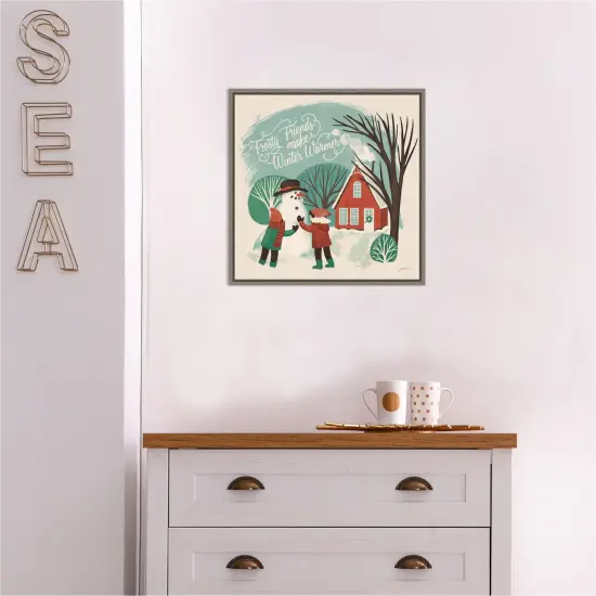 Winter Bliss III Snowman by Janelle Penner Canvas Wall Art Print Framed {5}