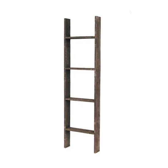 Rustic Farmhouse 4ft Reclaimed Wood Decorative Bookcase Picket Ladder Grey {1}