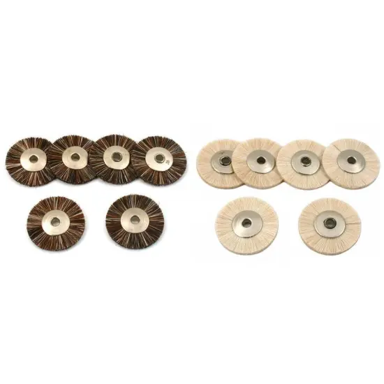 Medium & Soft Llama Hair Jewelry Polishing Wheel BrushesKit 12 Pcs {1}