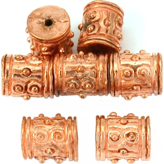 16g Bali Dot Barrel Beads Copper Plate 9mm Approx 7 {1}