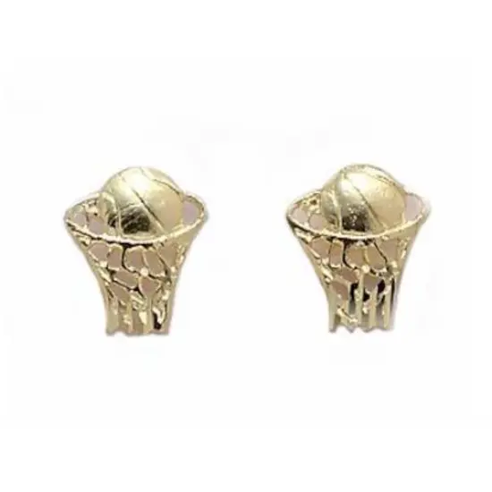 14K Gold Basketball In Hoop Earrings 9mm {1}