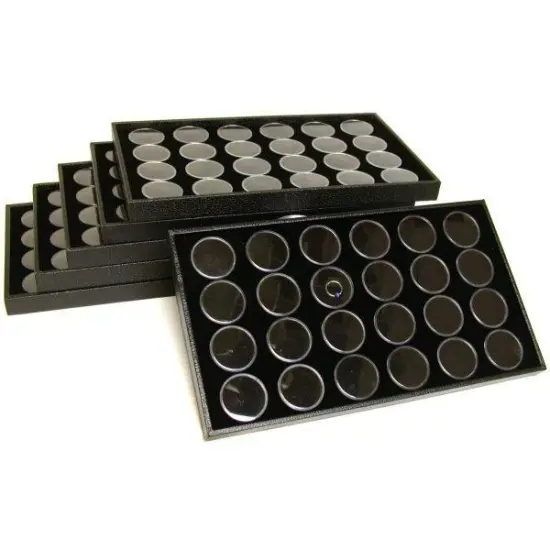 6 24 Black Foam Gem Stone Jars Box Storage Displays {1}