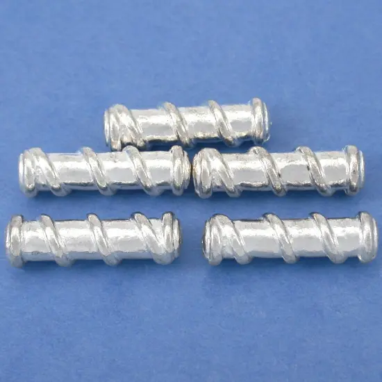 15g Bali Spiral Tube Bead Silver Plated 22.5mm Approx 4 {1}