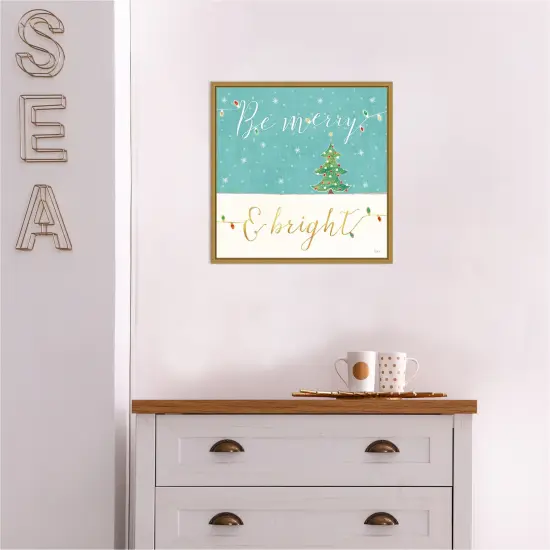 Be Merry and Bright Christmas Tree by Veronique Charron Canvas Wall Art Print Framed {5}