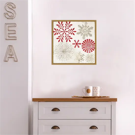 Christmas Snowflakes I by PI Studio Canvas Wall Art Print Framed Gold {5}