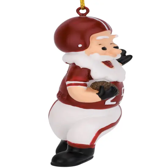 Touchdown Santa Christmas Sports Football Ornament (Dark Red & White) {2}