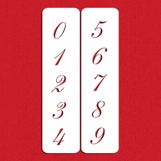 1.25-Inch Script Numbers Cake Stencils | C141 by Designer Stencils | Cake Decorating Tools | Baking Stencils for Royal Icing, Airbrush, Dusting Powder | Reusable Plastic Food Grade Stencil for Cakes | Easy to Use & Clean Cake Stencil {1}