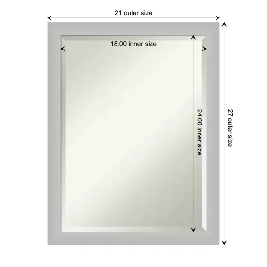 Beveled Wood Bathroom Wall Mirror, Low Luster Silver Frame {1}