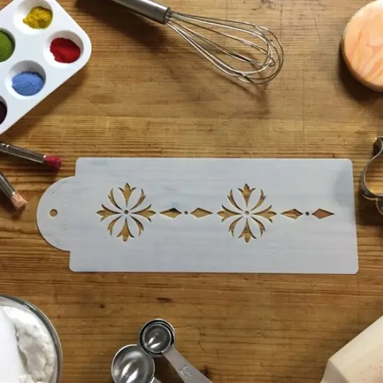 Round Medallion Cake Stencil Side | C071 by Designer Stencils | Cake Decorating Tools | Baking Stencils for Royal Icing, Airbrush, Dusting Powder | Reusable Plastic Food Grade Stencil for Cakes | Easy to Use & Clean Cake Stencil {5}