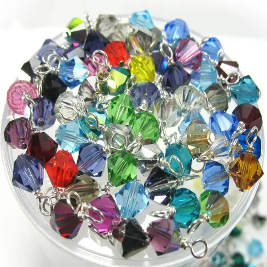 Crystal Bicone Bead Dangles, Bulk Colorful Dangle Charm Mix, 25 assorted pieces, Adorabilities {6}