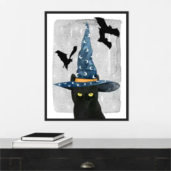 Black Cat II by Grace Popp 18-in. W x 24-in. H. Canvas Wall Art Print Framed in Black {4}
